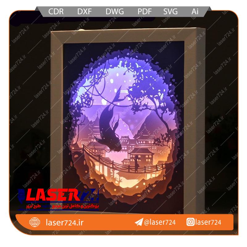 تصویر طرح برش لیزر لایت باکس مدل ماهی #1